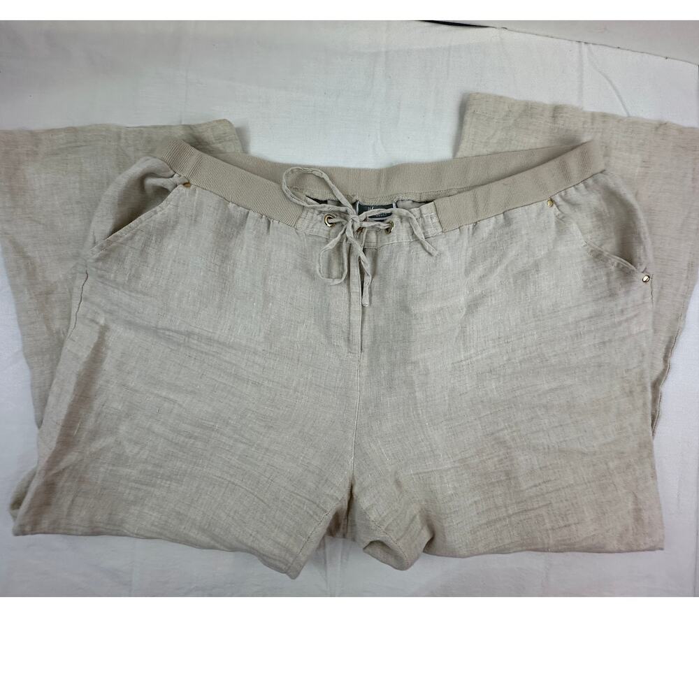 JM Collection Womens Beige Washable Linen pants size 20 Gently worn